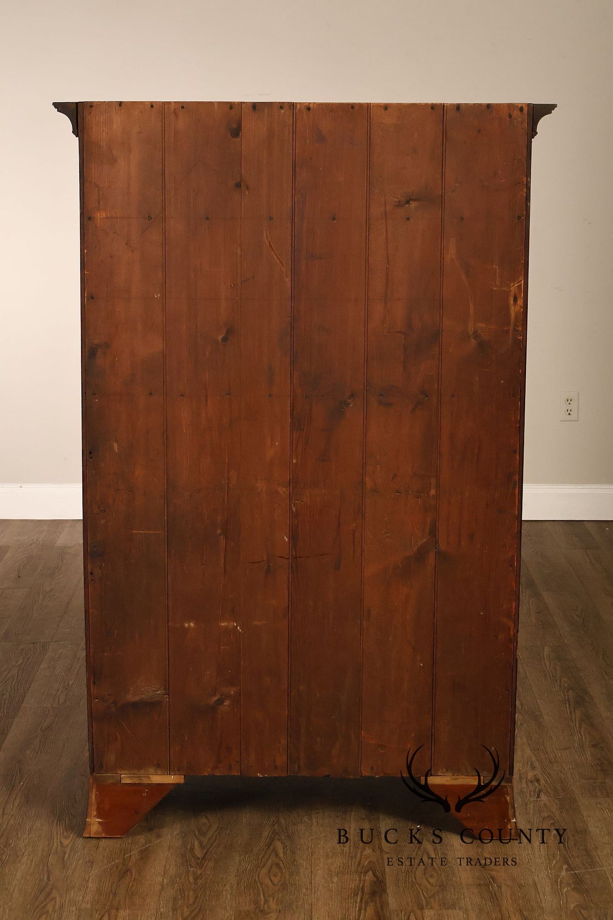 Antique Hepplewhite Inlaid Cherry Tall Dresser