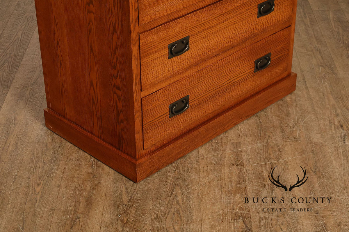 Mission Oak Two Door Display Bookcase Cabinet With Drawers