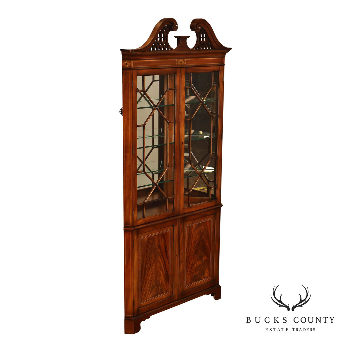 Georgian Style Lighted Mahogany Corner Cabinet