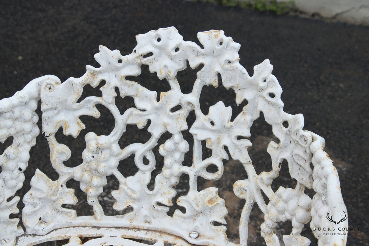 Victorian Style Pair Cast Iron Grapevine Leaves Garden Chairs