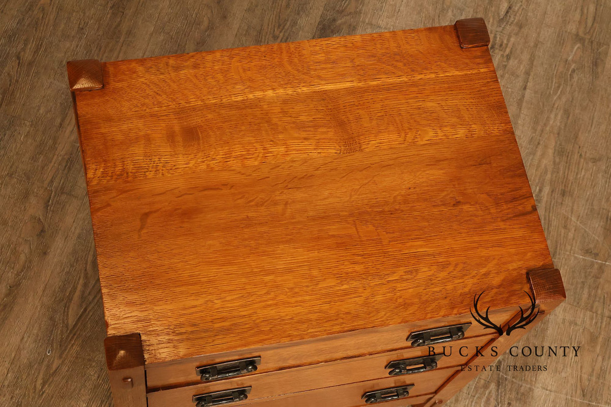 Stickley Mission Collection Pair of Oak Three-Drawer Nightstands