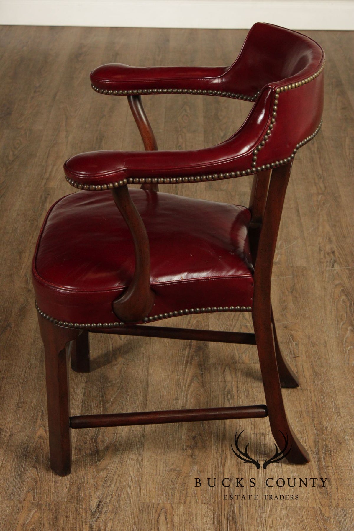Kittinger Mahogany Chippendale Style Leather Chair