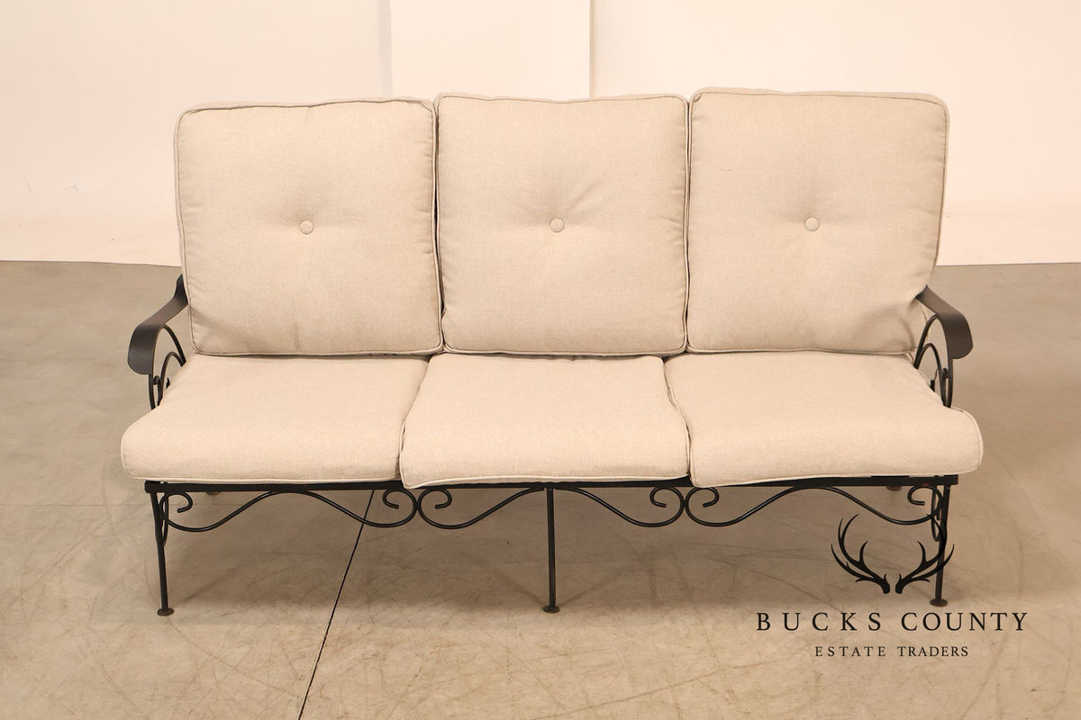 Vintage Wrought Iron Patio Garden Sofa With Cushions