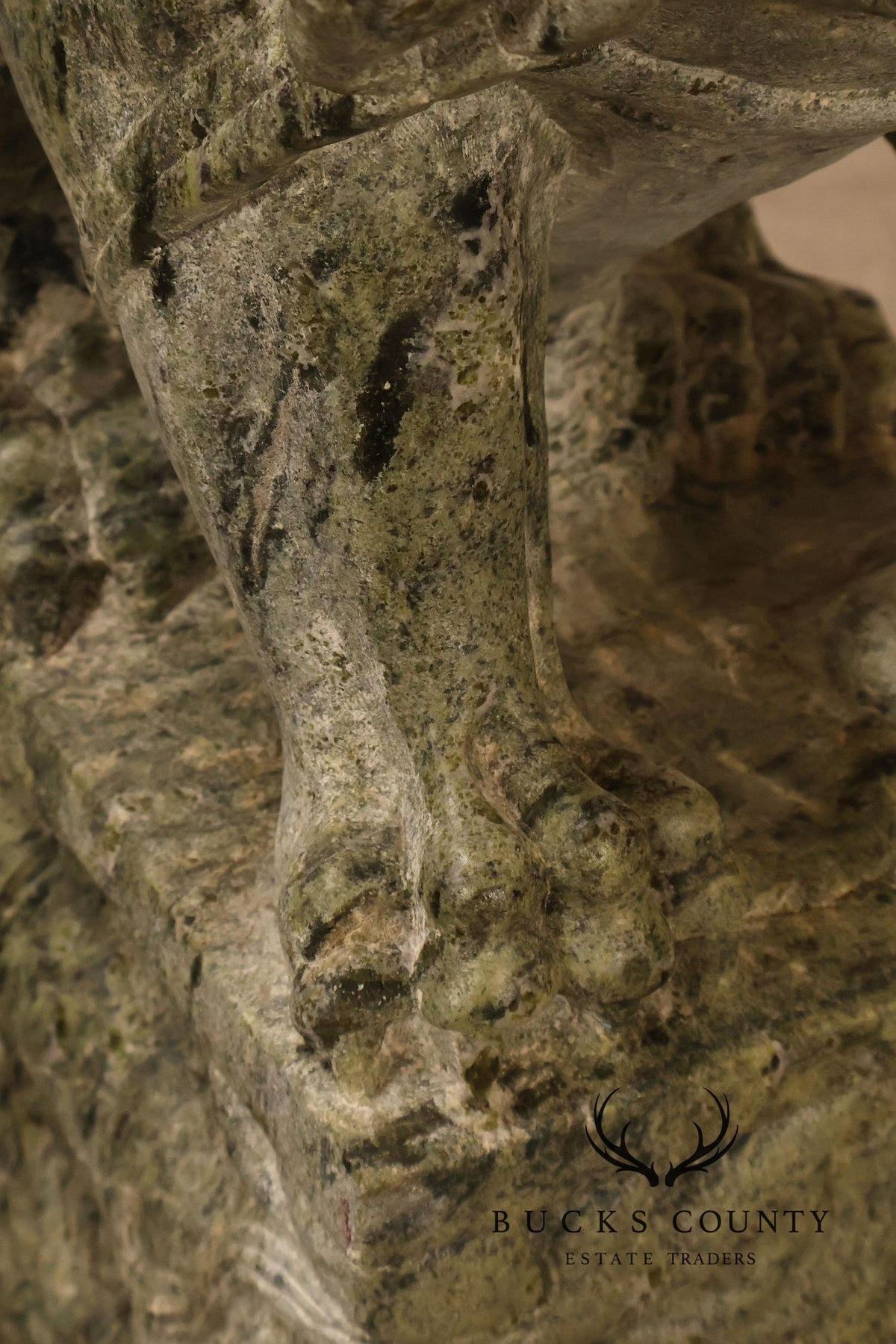 Large Pair Of Carved Green Marble Foo Dogs Guardian Lions