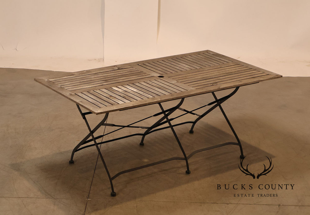 Ballard Designs Giardino 7 Piece Outdoor Dining Set with Teak Table and Iron Chairs