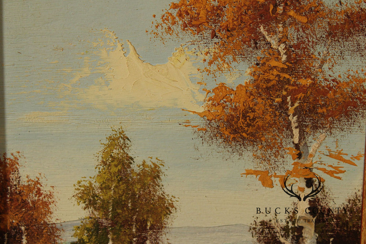 J. Dolan Landscape Oil Painting, Changing Birch Trees