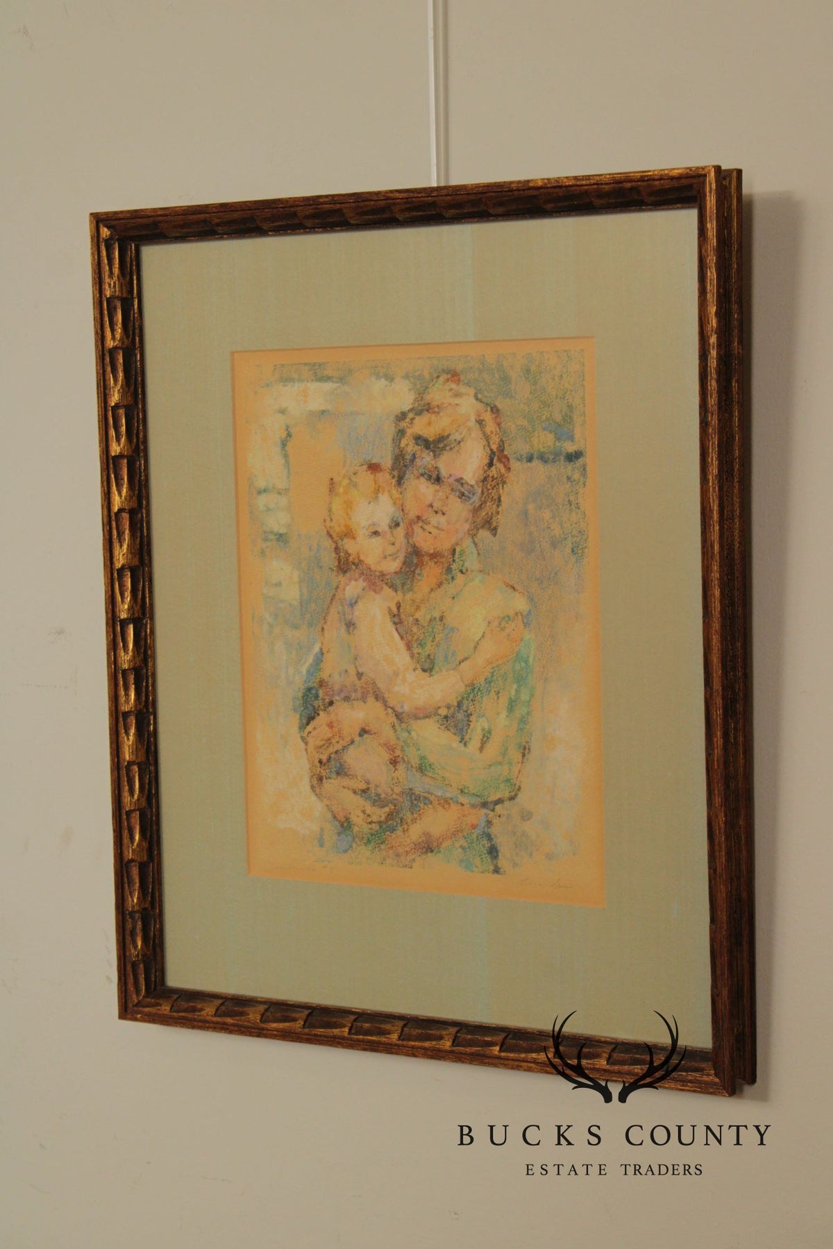 Edna Bass Impressionist Style Pastel Painting, 'Maternité'