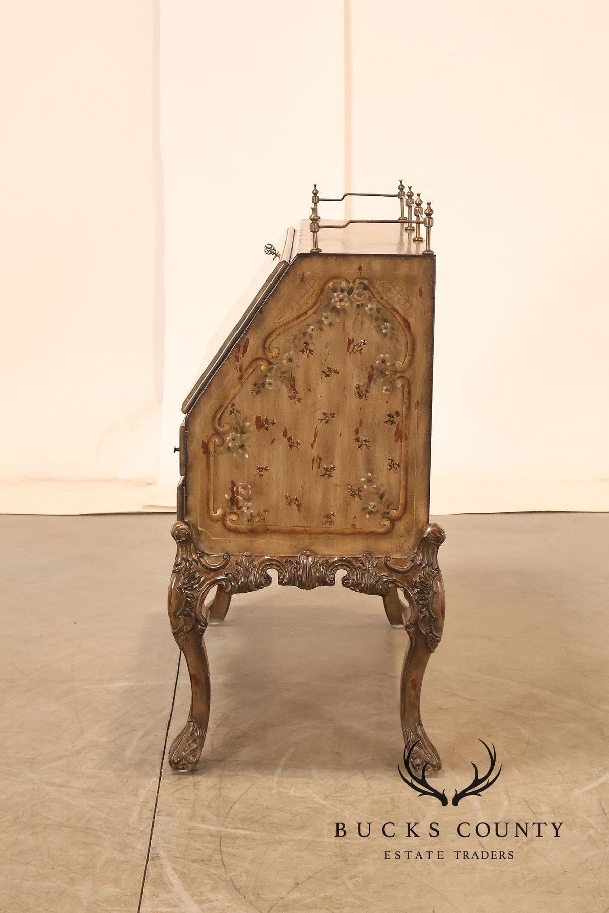 Drexel Heritage Lillian August French Rococo Style Painted Secretary Desk