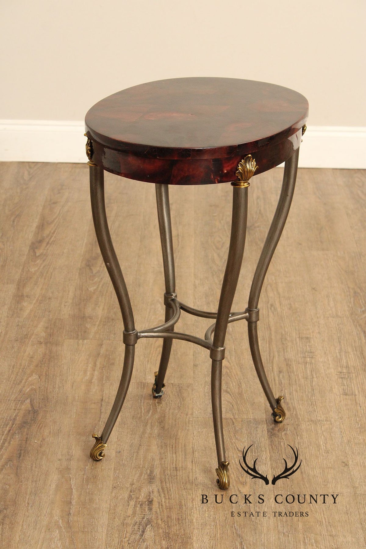 Ethan Allen Hollywood Regency Style Oval Top Side Table