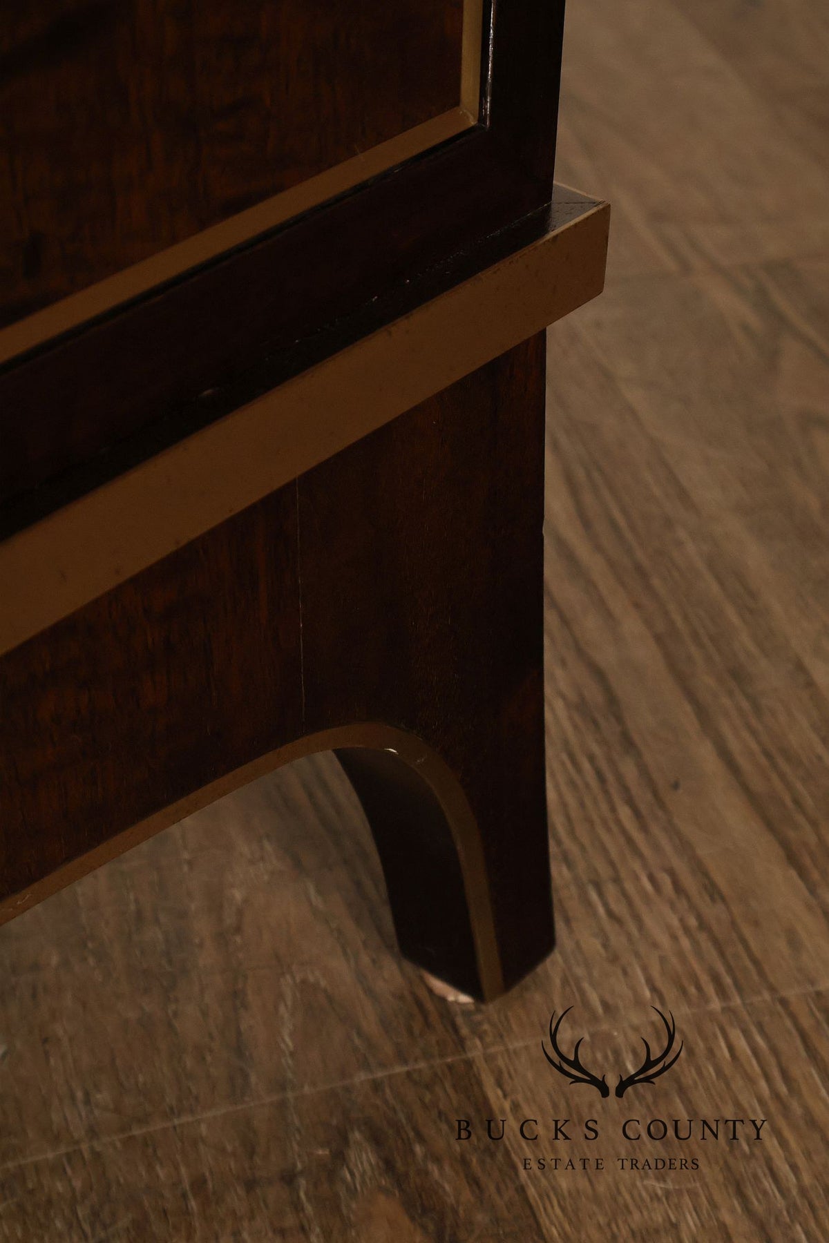 Newell Design Studio Ebonized Walnut Finish Double Dresser With Brass Trim And Six Drawers