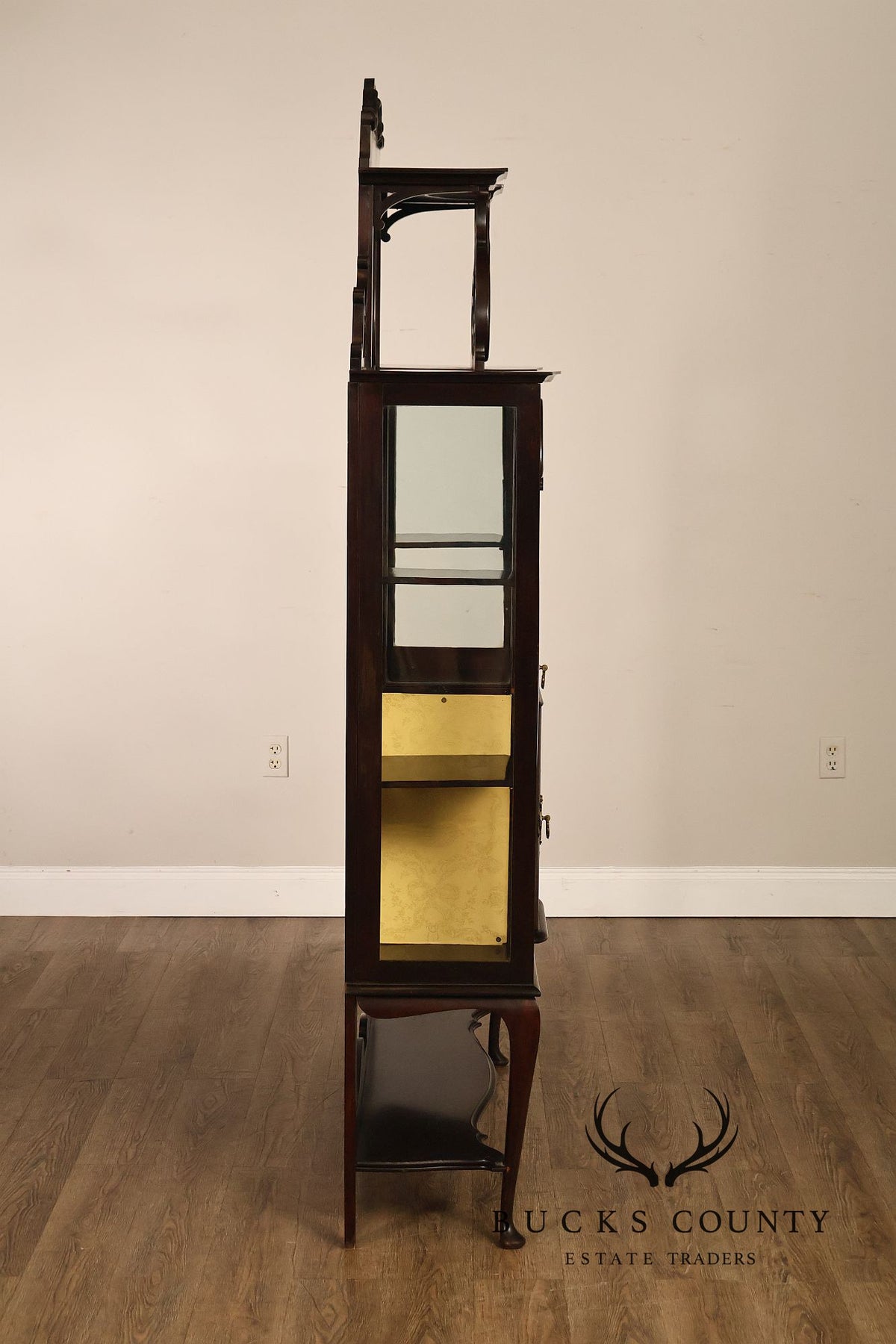 Antique Edwardian Mahogany Double Door Display Cabinet