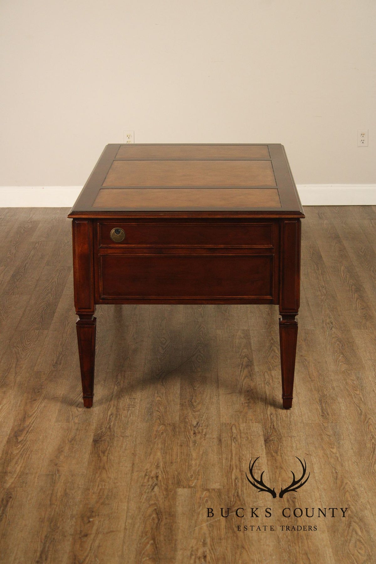 Ethan Allen Leather Top Cherry 'Buckley' Executive Desk