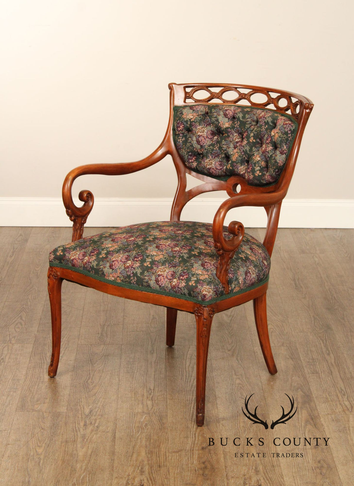Regency Style Pair of Carved Parlor Armchairs