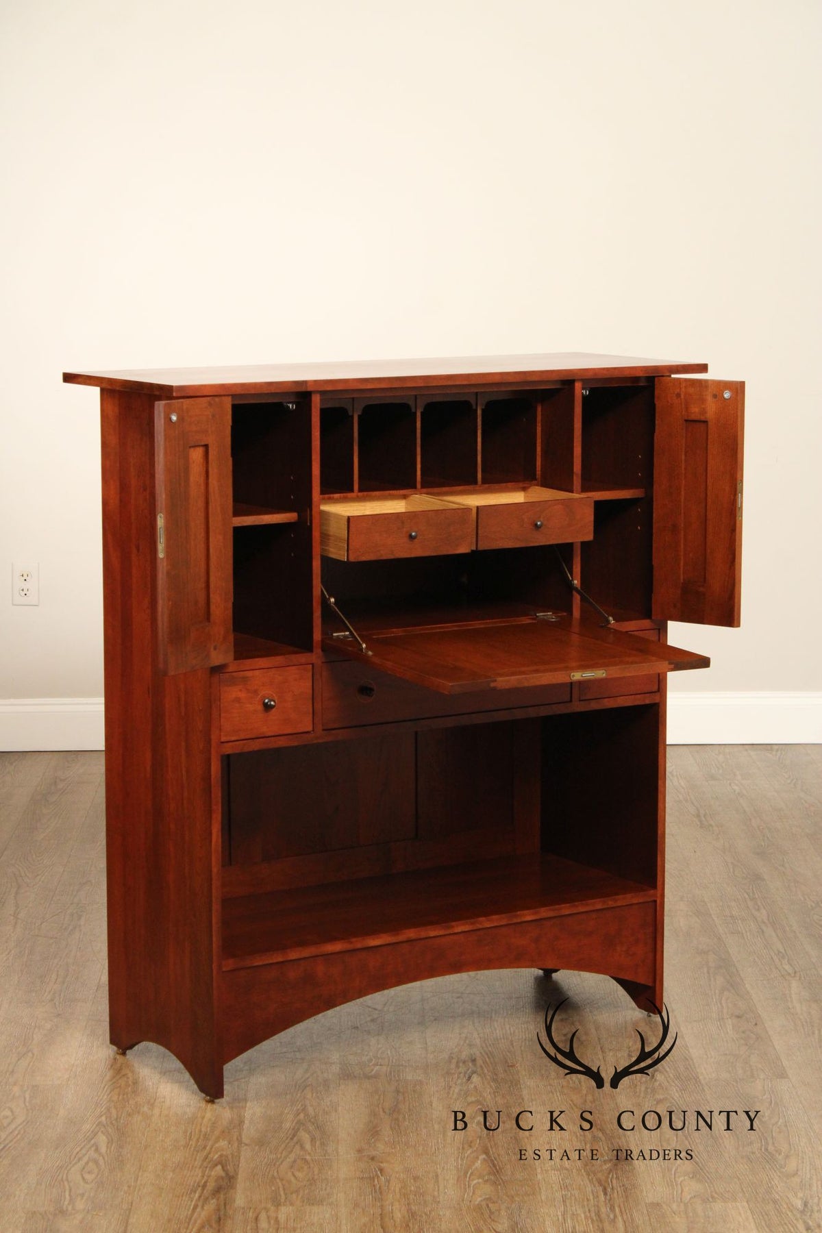 Stickley Mission Collection Harvey Ellis Inlaid Cherry Drop Front Desk