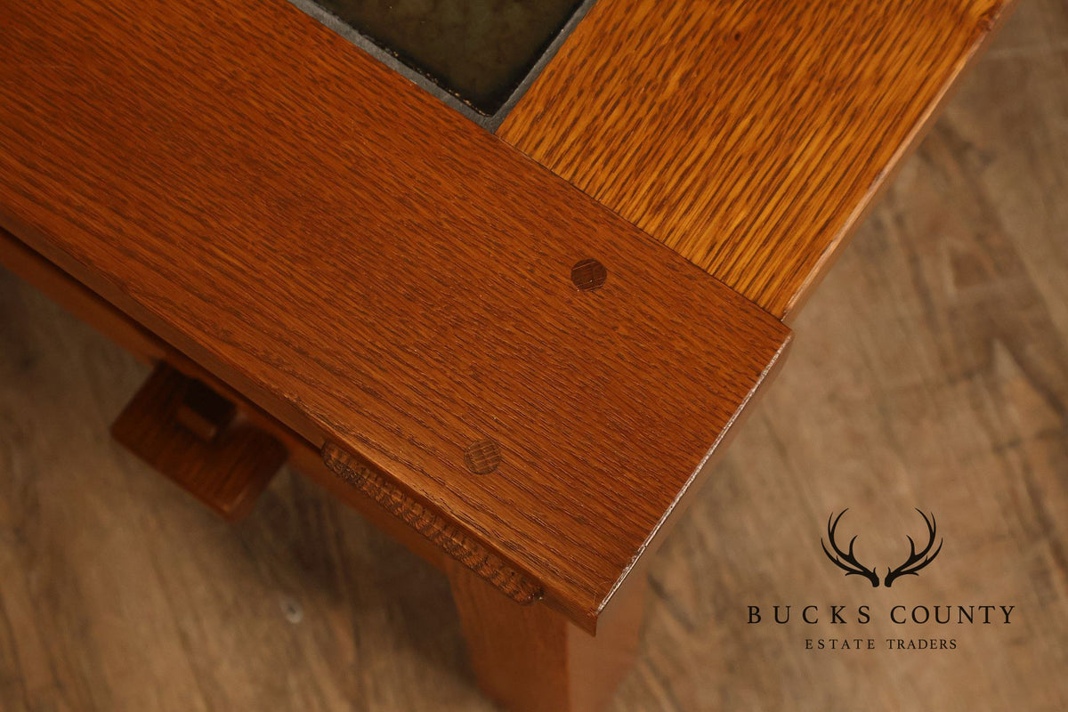 Stickley Mission Collection Tile Top Square Oak Coffee Table