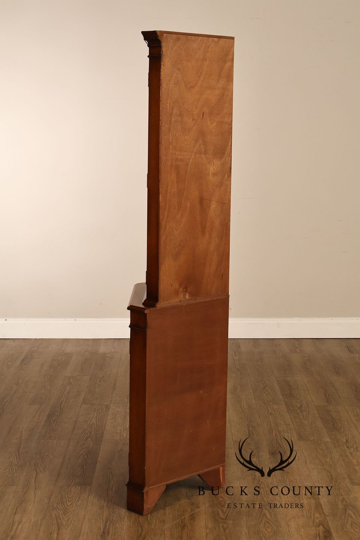 Georgian Style Narrow Mahogany Corner Cabinet With Geometric Glass Door