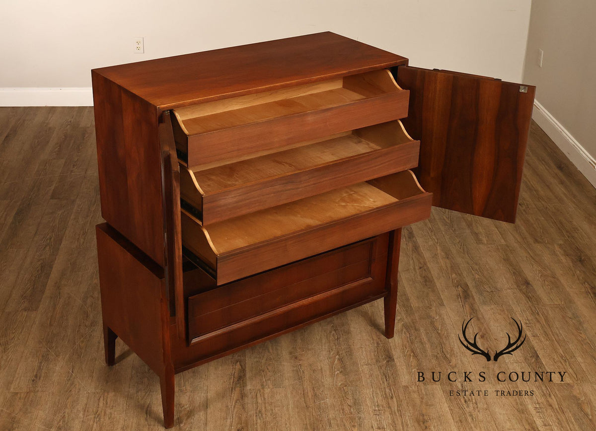 United Furniture 'Tiki' Brutalist Sculpted Walnut Tall Chest