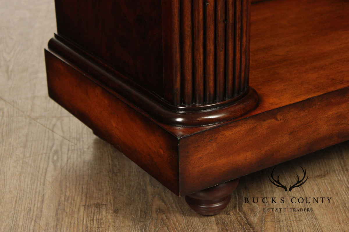 Century Furniture Pair Of Pineapple Carved Lighted Library Bookcases