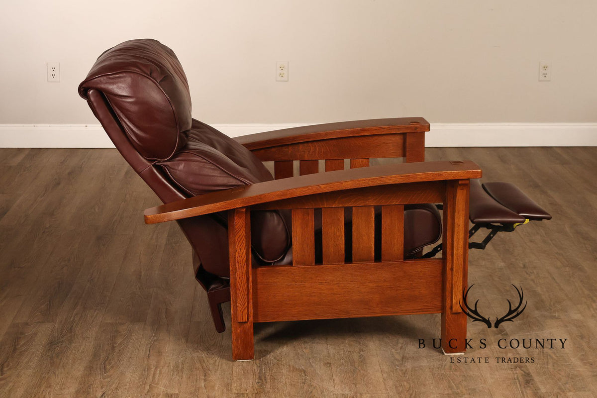 Stickley Mission Collection Pair Of Oak Bow Arm Morris Chair Recliners