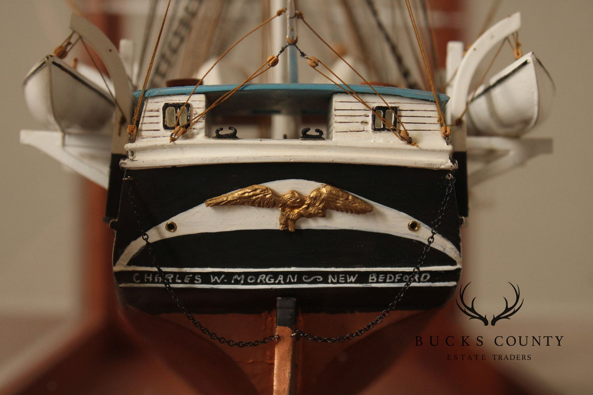 Model Ship 'Charles W. Morgan' In Wooden Display Case