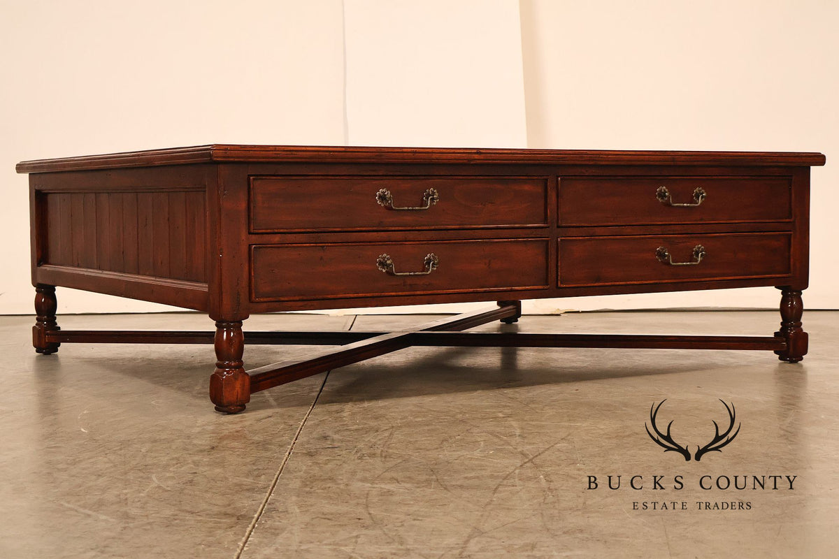 Bausman & Company Rustic Wood Square Coffee Table With Four Drawers