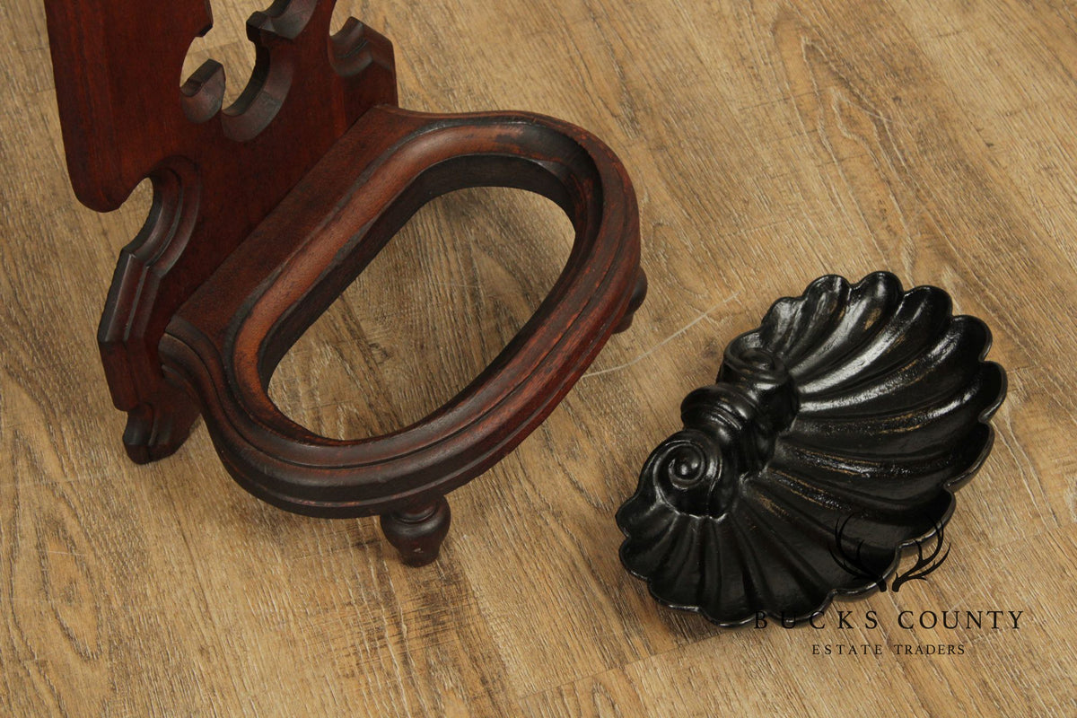 Antique Victorian Gothic Revival Umbrella Stand With Cast Iron Drip Pan