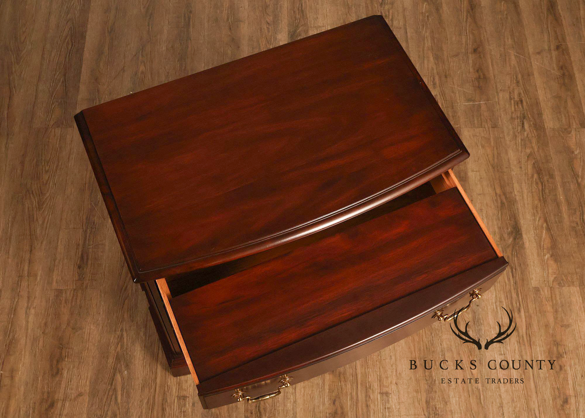 Henkel Harris Chippendale Style Pair Of Mahogany Bowfront Three-Drawer Nightstands