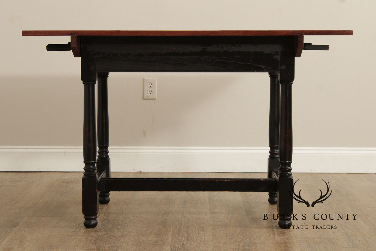 Farmhouse Style Cherry Top Painted Base Dining or Breakfast Table