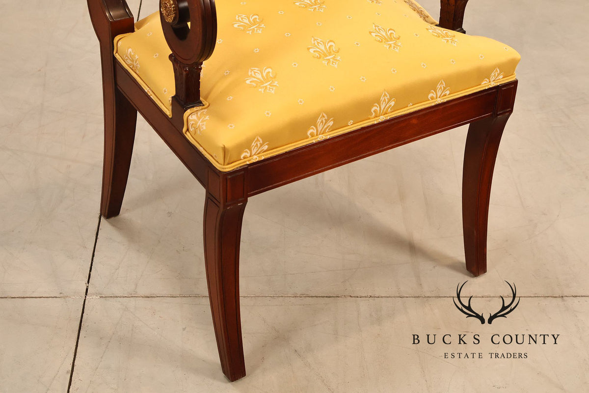 Neoclassical Empire Style Mahogany Open Armchair