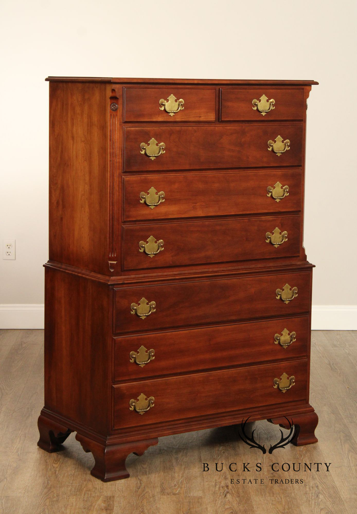 Statton Chippendale Style Solid Cherry Tall Chest