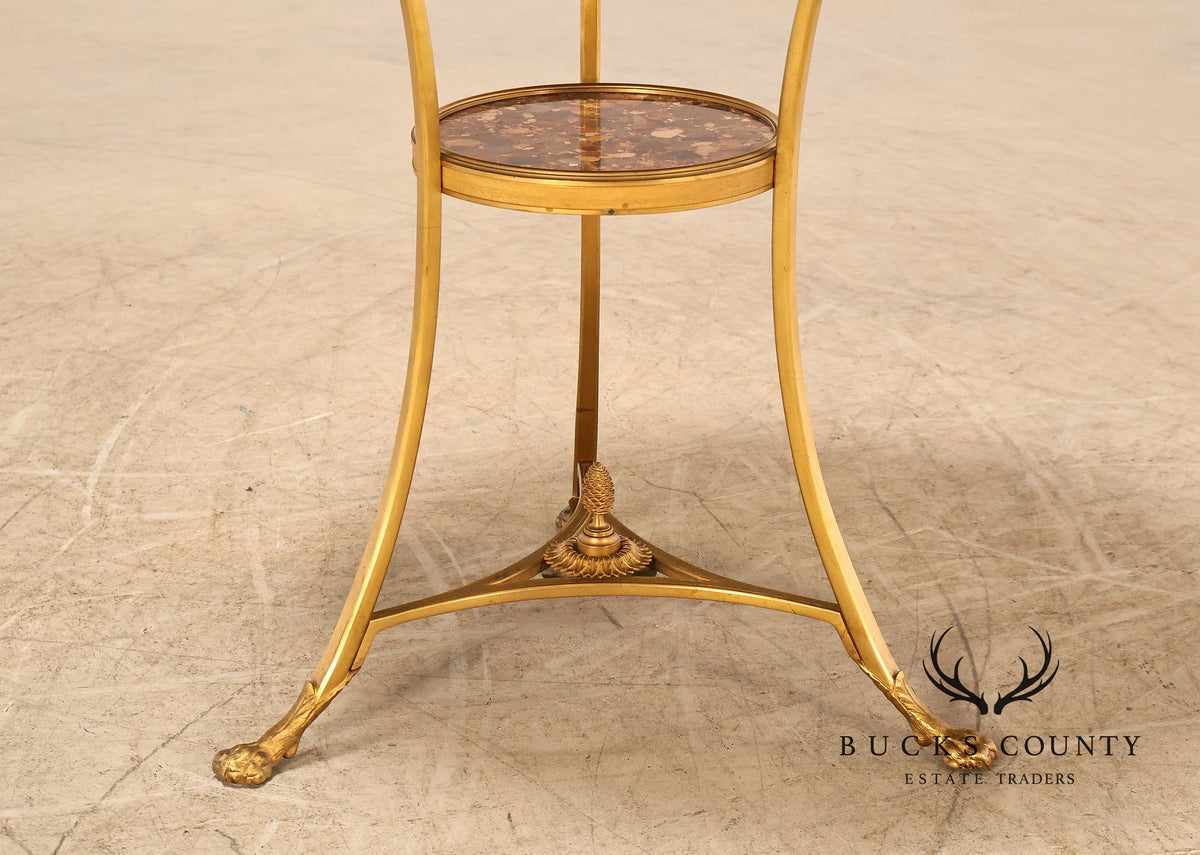 Neoclassical Style Pair of Marble Top Gueridon Side Tables