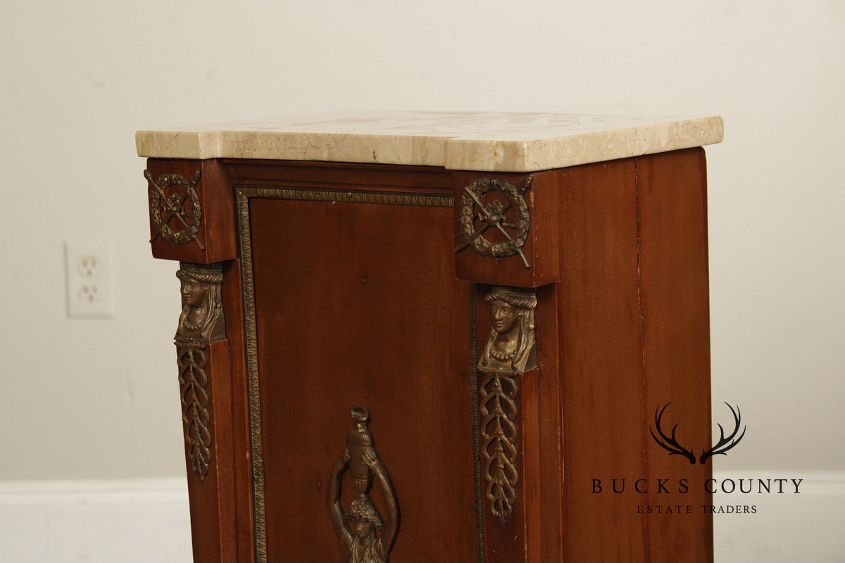 Antique French Marble Top Neoclassical Style Pedestal