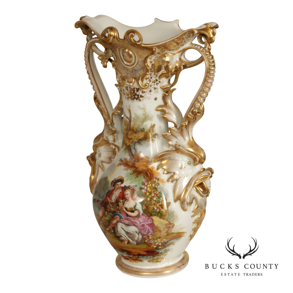 Antique Tall Old Paris Porcelain Vase