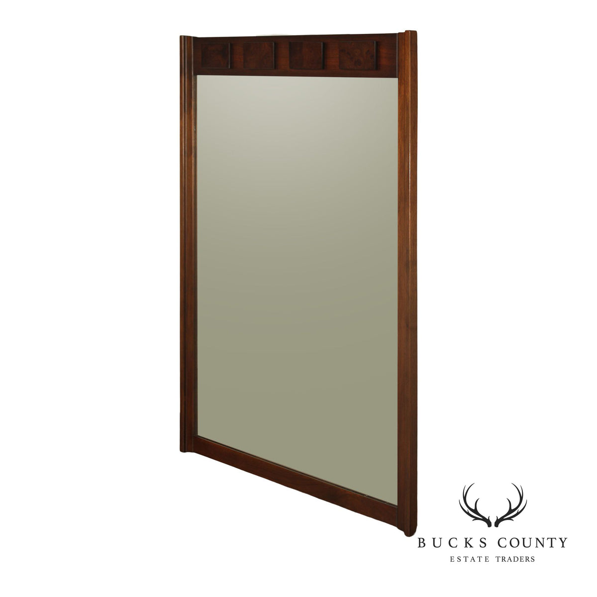 Mid Century Modern Brutalist Burl And Walnut Mirror