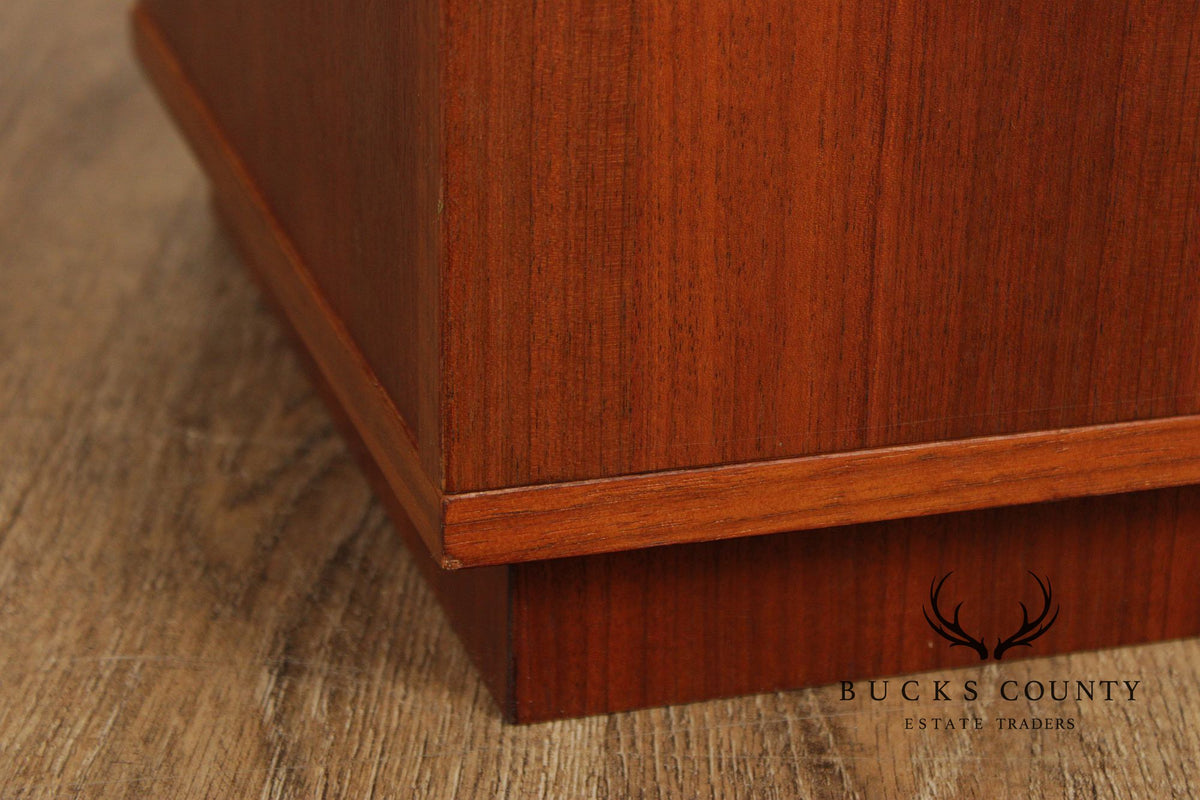 Pair Of Danish Modern Style Teak Single Door Nightstands