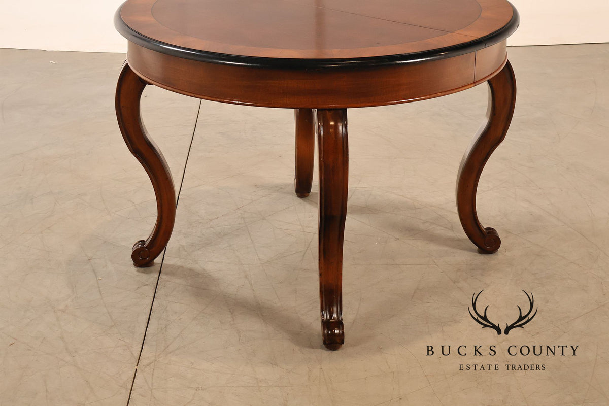 Traditional Round Mahogany Dining Table With Leaf And Banded Top