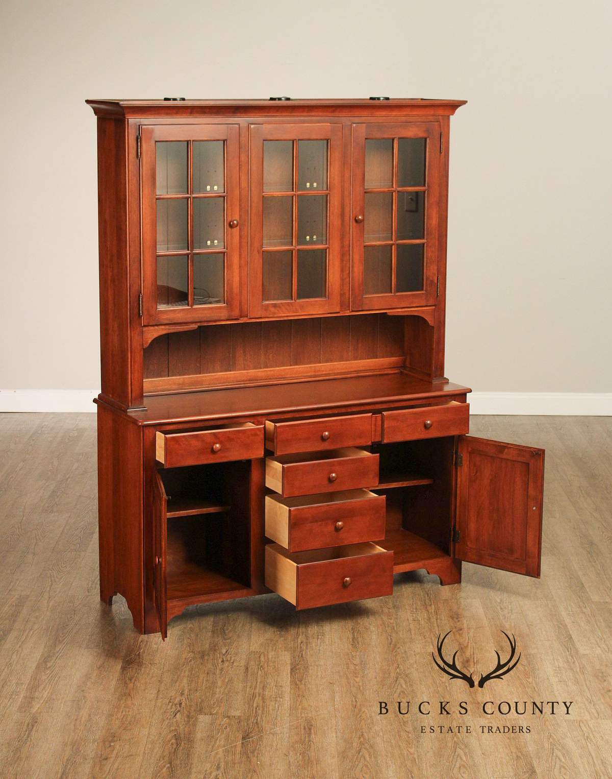Nichols & Stone Cherry Step Back China Cabinet Hutch