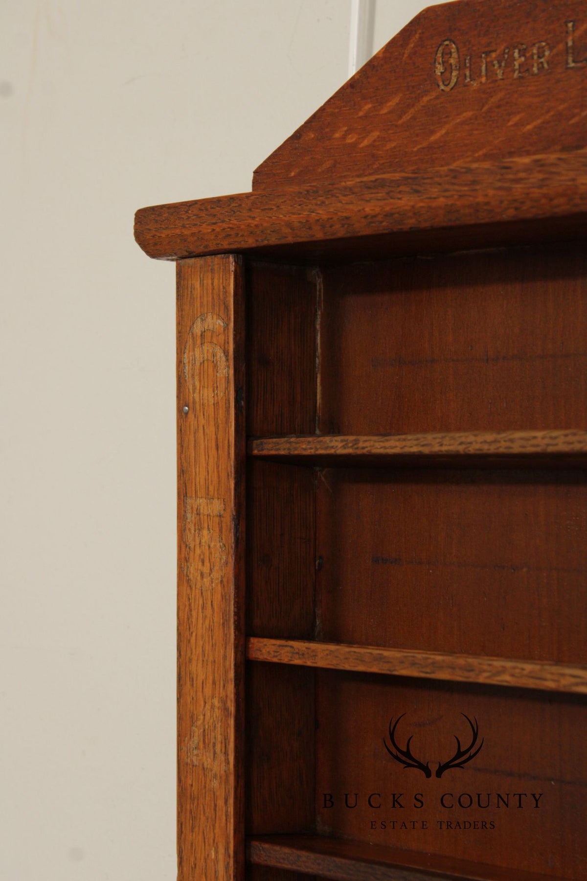 Oliver L. Briggs & Son Antique American Oak Billiards Shelf Cabinet