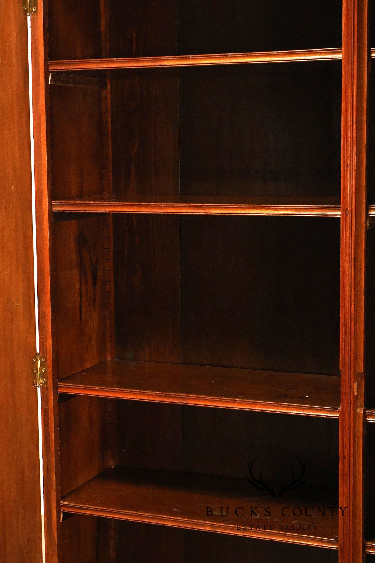 Antique Victorian Renaissance Revival Mahogany Large Two Door Bookcase