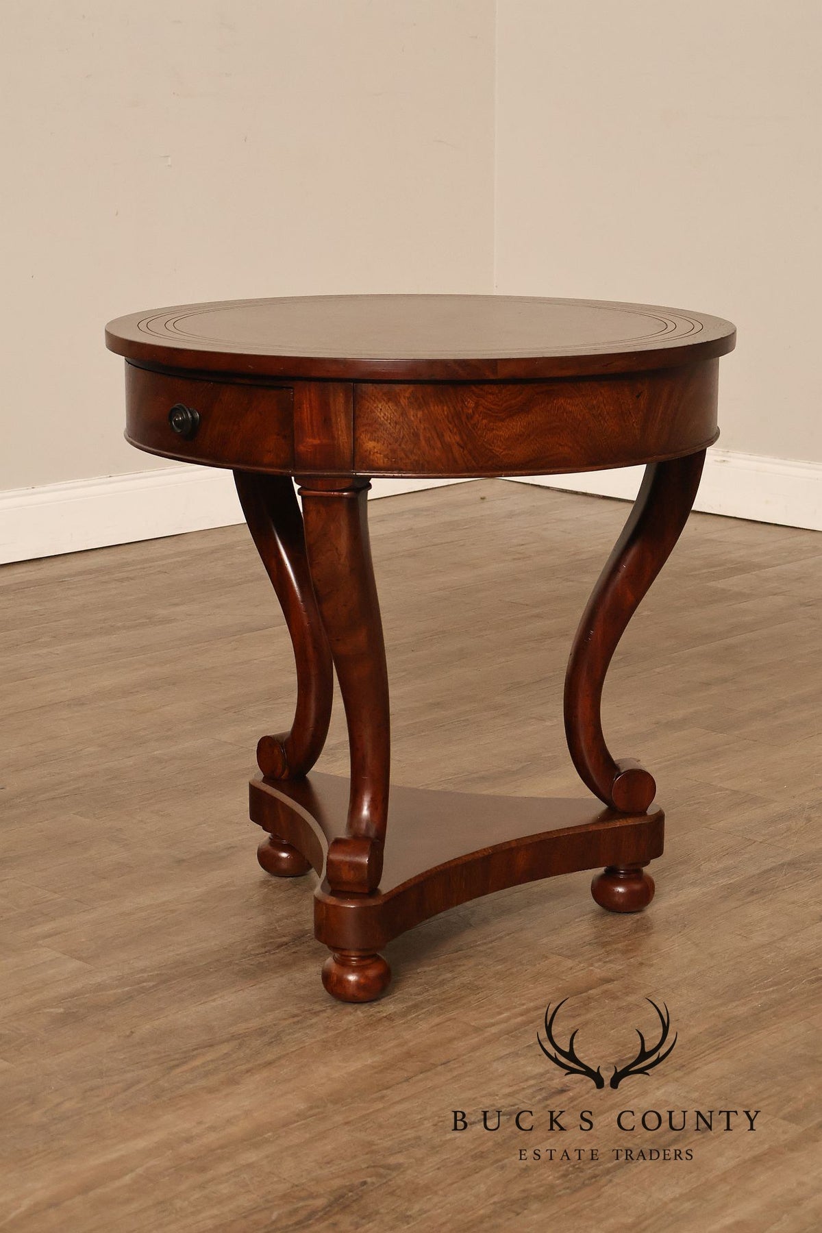 Theodore Alexander Pair of 'Occasionally Italian' Round Mahogany Side Tables