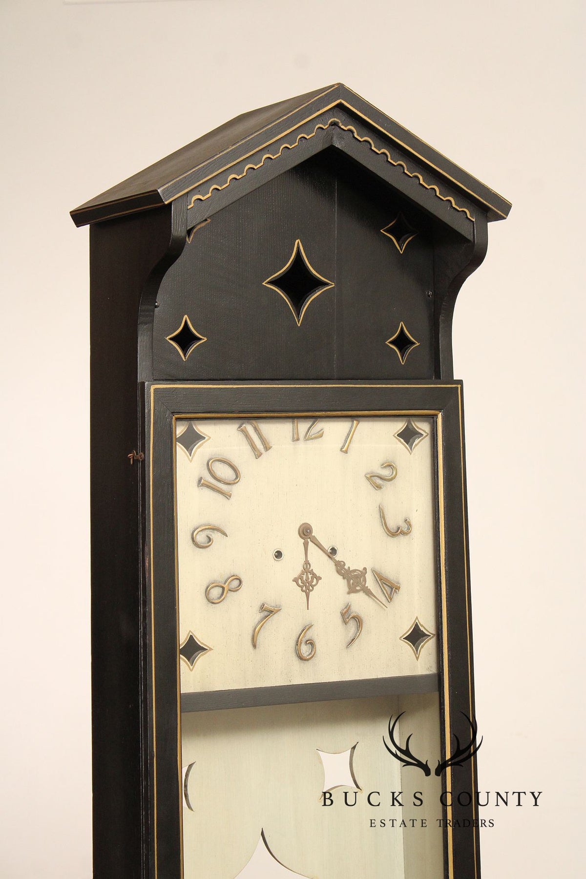 Shop Of The Crafters Antique Oak Ebonized Grandfather Clock