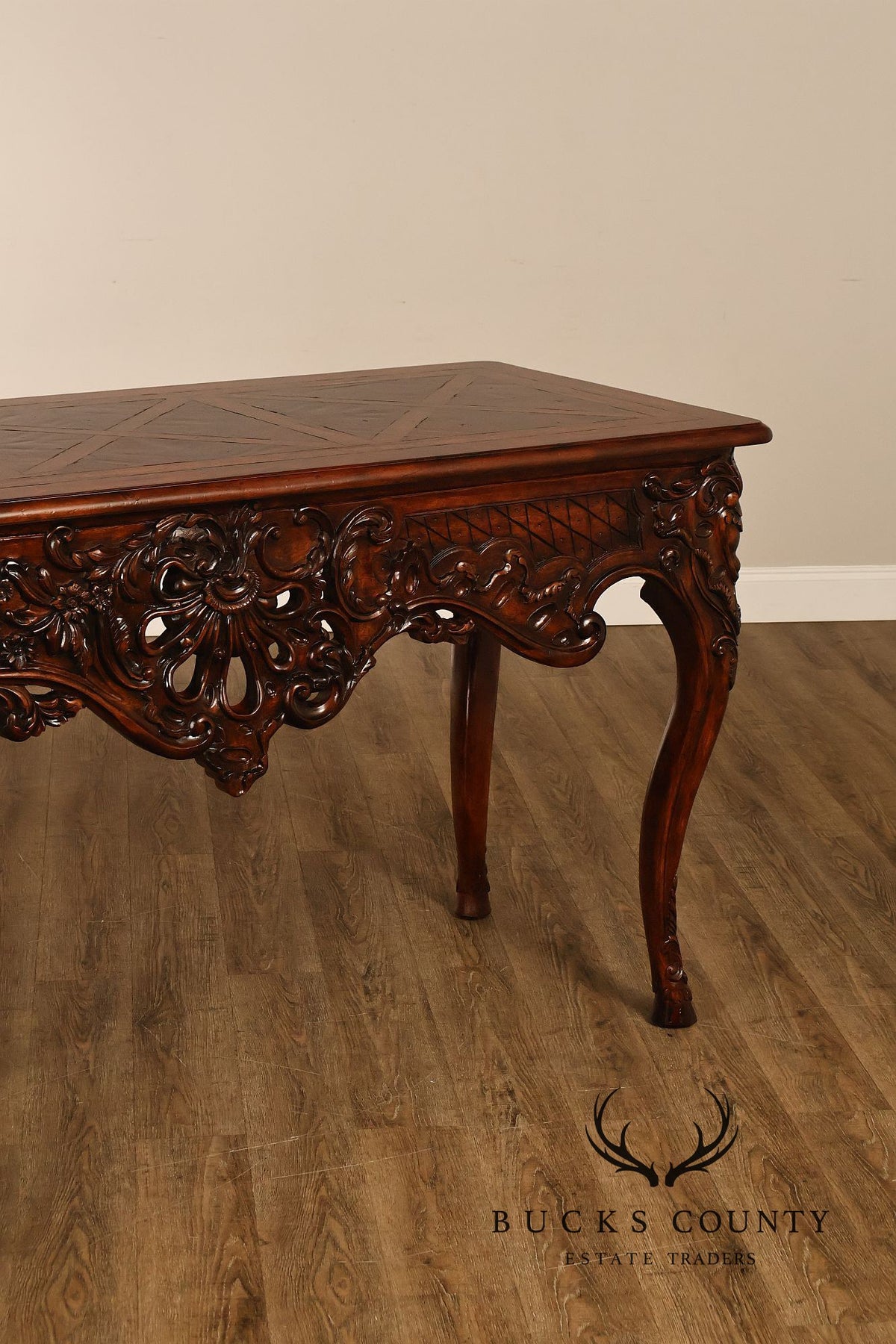 Henredon Carved Mahogany French Louis XV Style Console Table