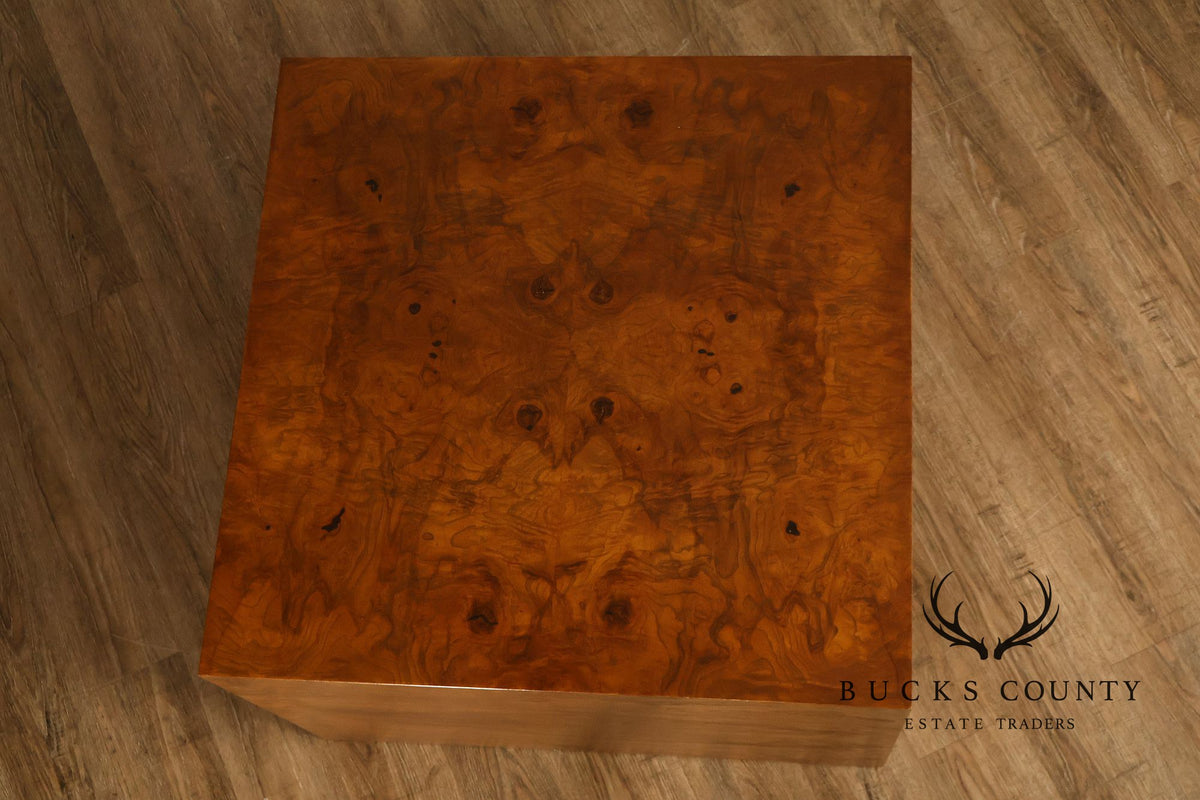 Thayer Coggin Milo Baughman Mid Century Modern Burl Wood Cube Side Table