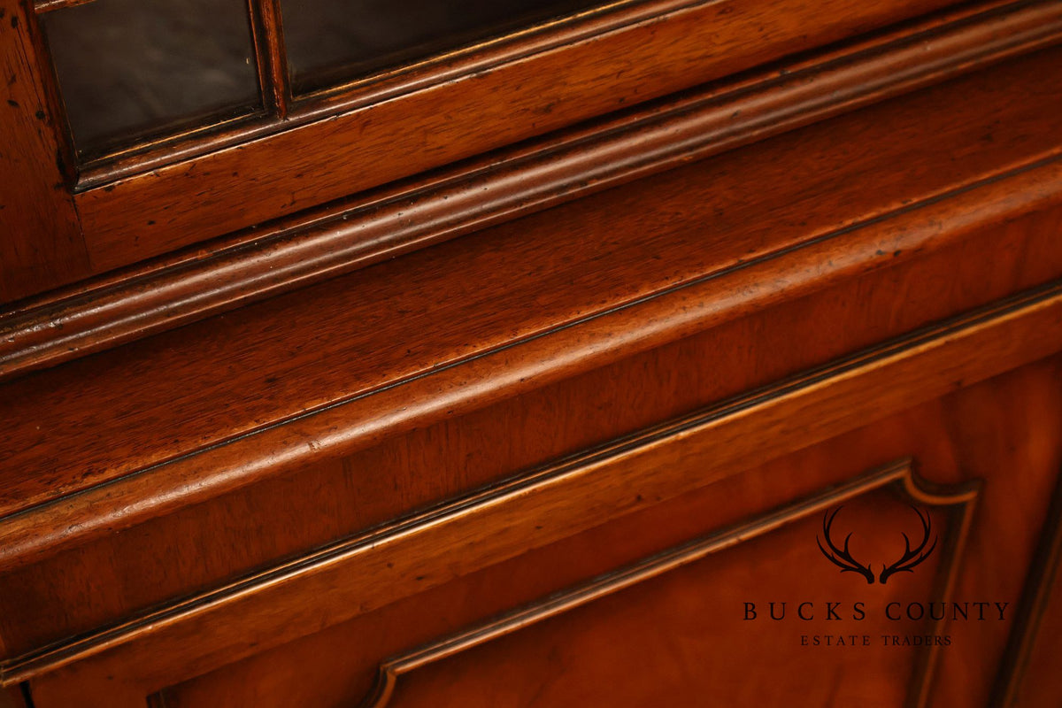 Georgian Style Narrow Mahogany Corner Cabinet With Geometric Glass Door
