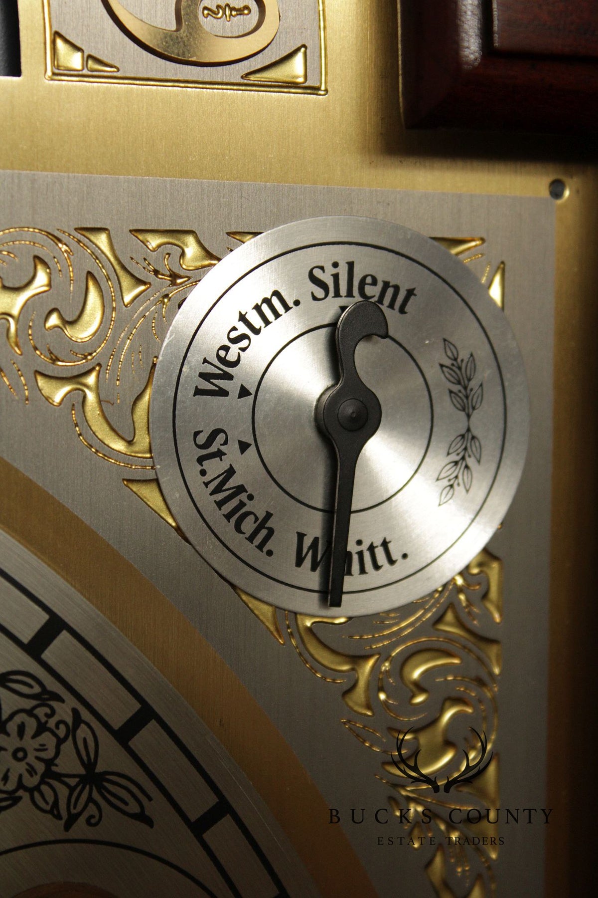 Sligh Mahogany Inlaid Grandfather Clock With Moon Phase Dial
