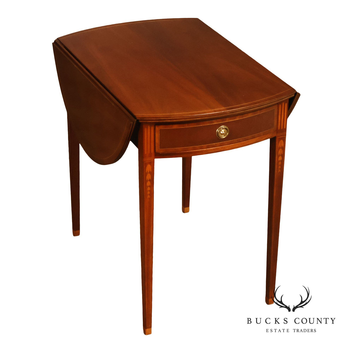 Baker Hepplewhite Style Mahogany Drop-Leaf Side Table