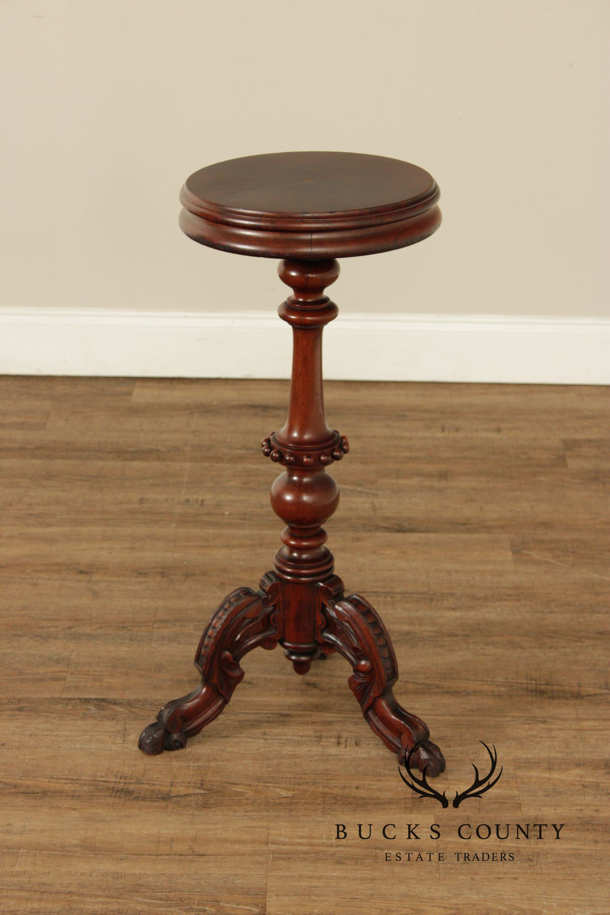 Antique Victorian Walnut Pedestal Plant Stand