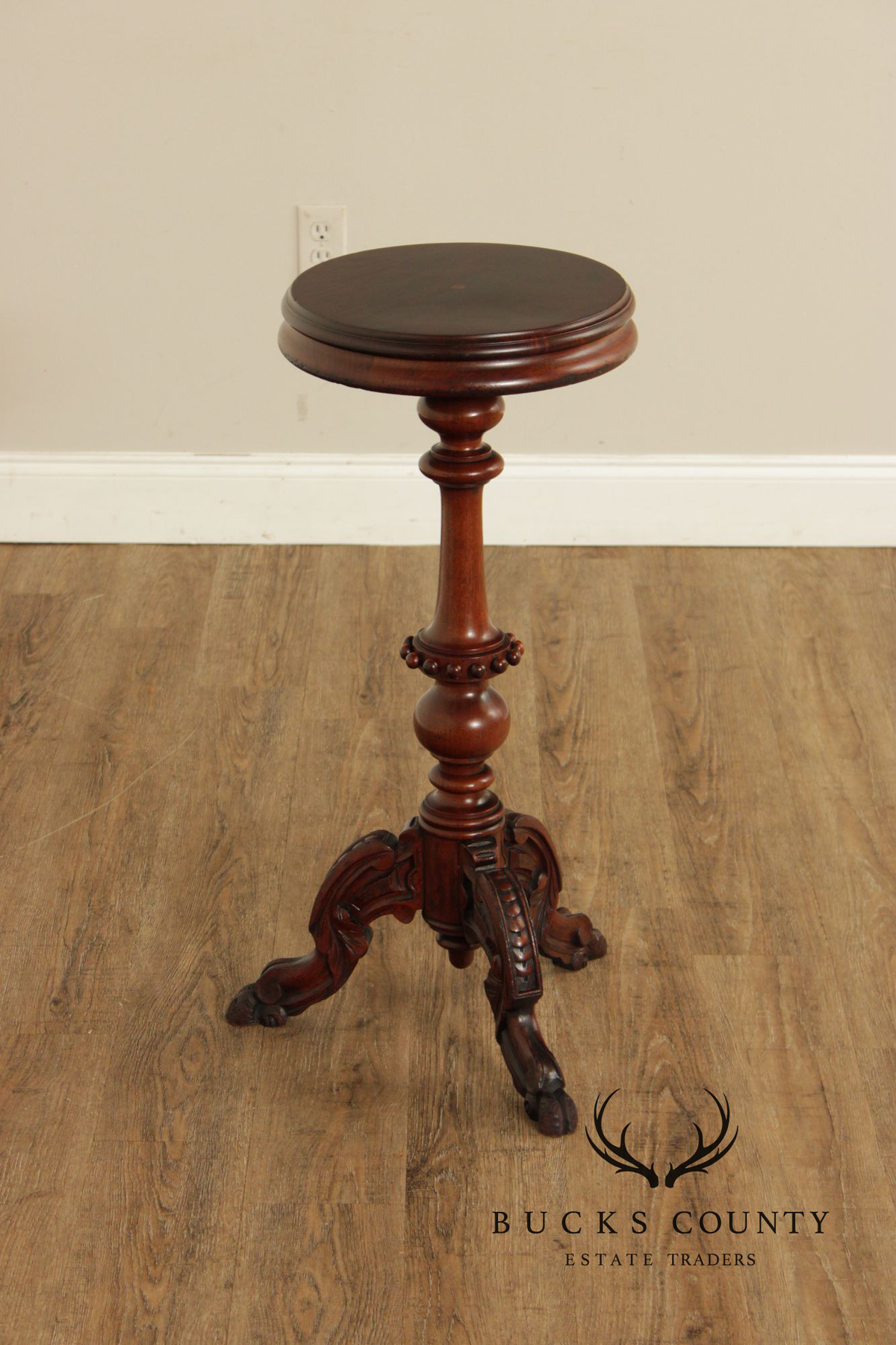 Antique Victorian Walnut Pedestal Plant Stand