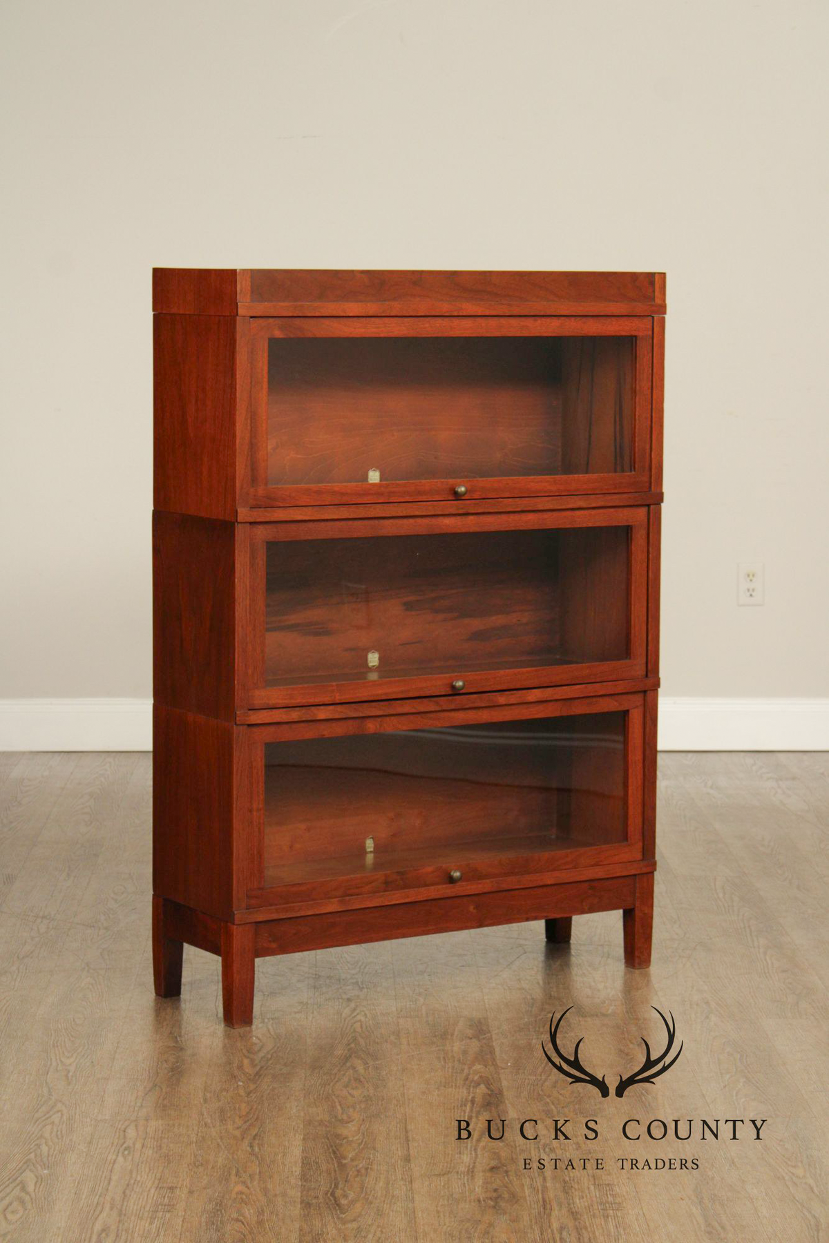 Globe Wernicke Antique Walnut Three-Stack Barrister Bookcase