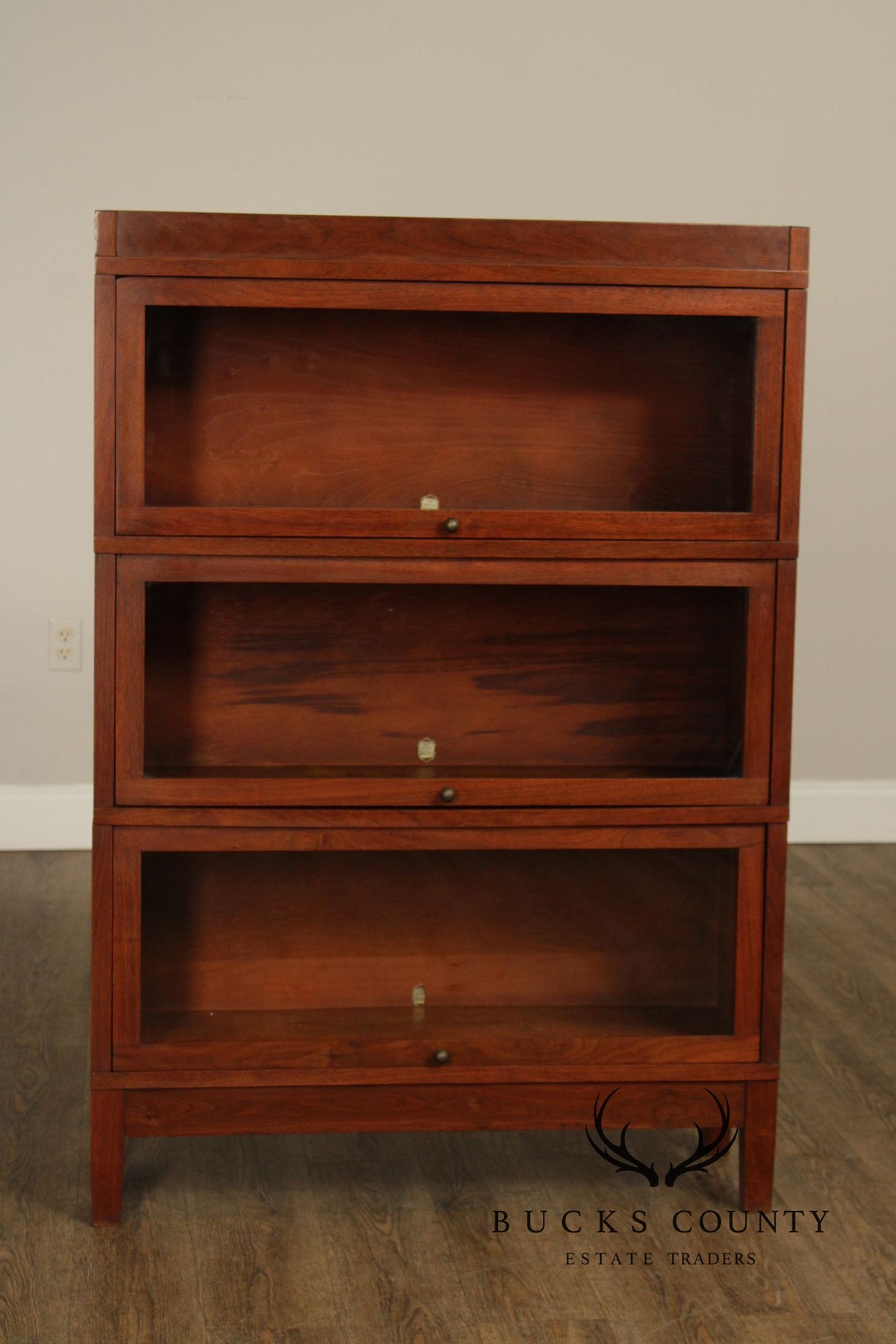 Globe Wernicke Antique Walnut Three-Stack Barrister Bookcase
